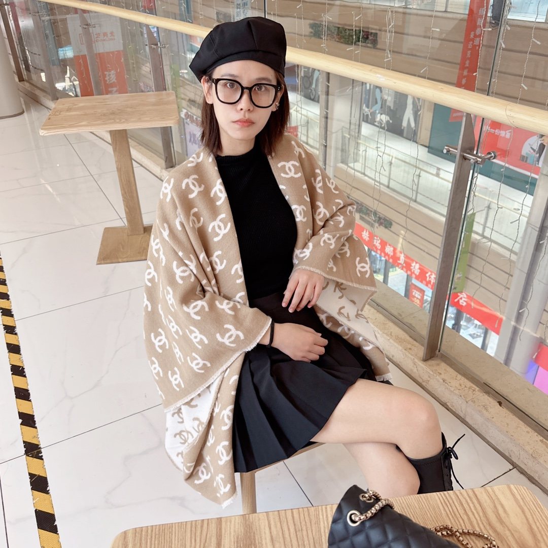 Chanel Fringed Monogram Shawl